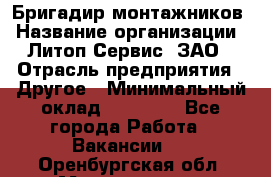 Бригадир монтажников › Название организации ­ Литоп-Сервис, ЗАО › Отрасль предприятия ­ Другое › Минимальный оклад ­ 23 000 - Все города Работа » Вакансии   . Оренбургская обл.,Медногорск г.